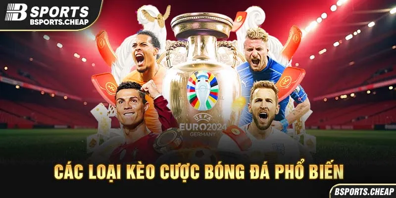 Các loại kèo cược bóng đá phổ biến tại Bsports với hình ảnh cúp Euro 2024