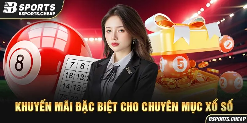 Khuyến mãi đặc biệt cho chuyên mục xổ số Bsport với hình ảnh bóng xổ số và kho báu